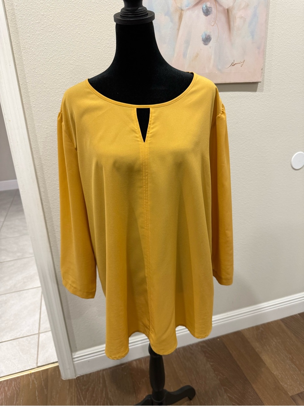 Van Heusen Mustard Long Sleeve Top with Front Keyhole
